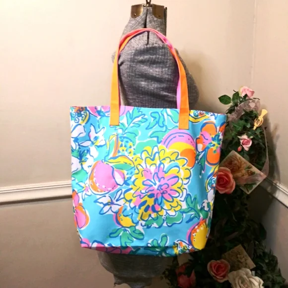 Lilly Pulitzer For Estee Lauder Bright Frutiy Floral Tote Bag - Picture 5 of 9